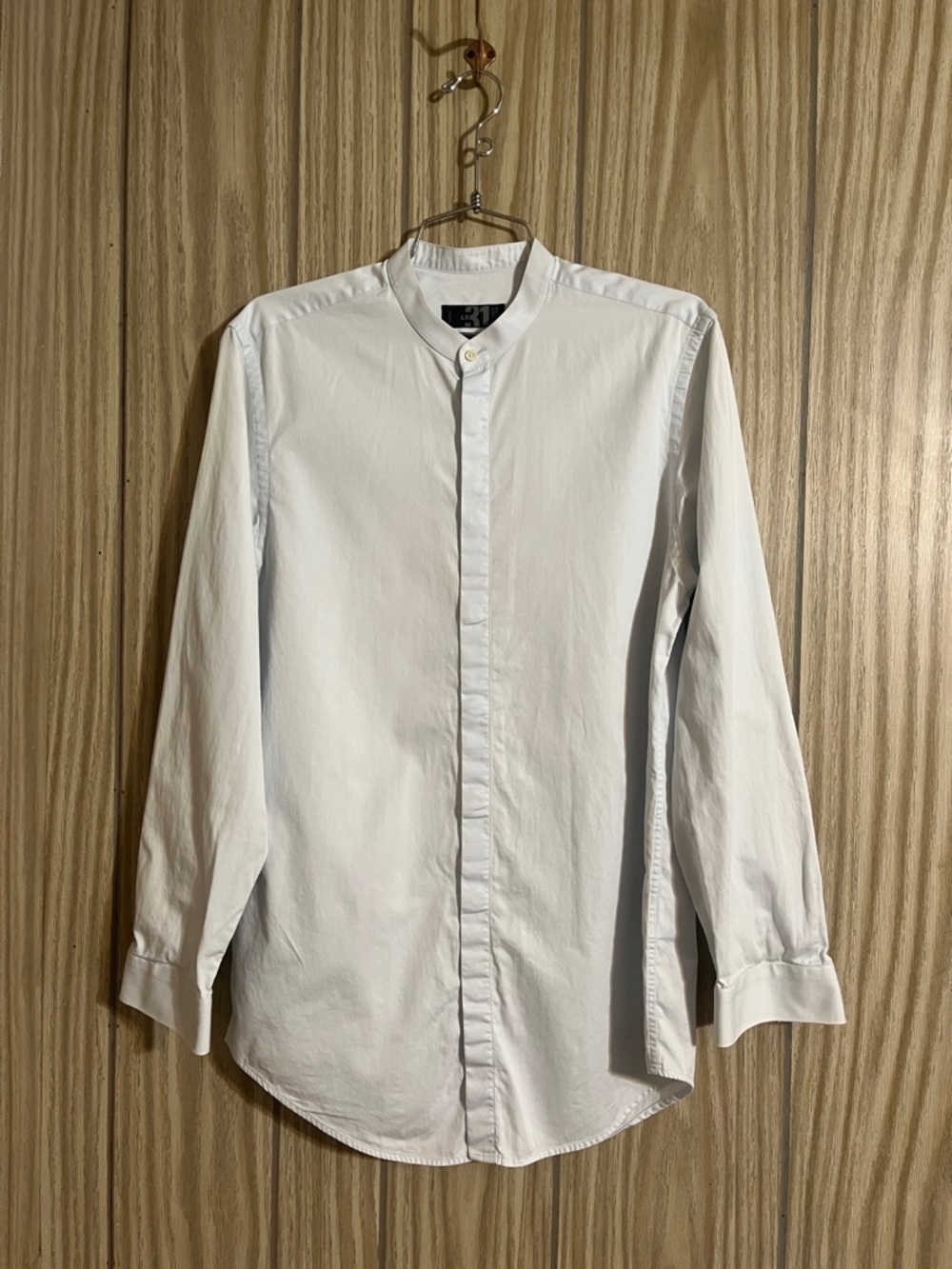 Simons Slim Fit blue extra light Band-Collar Dress Shirt Neck 15